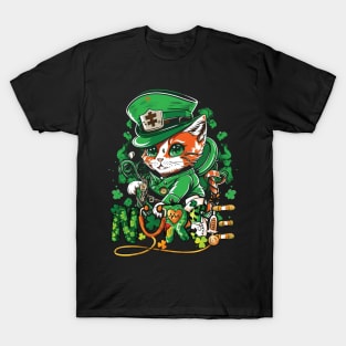 St Patricks Day Nurse Cat Leprechaun Lucky Green Proud Irish T-Shirt